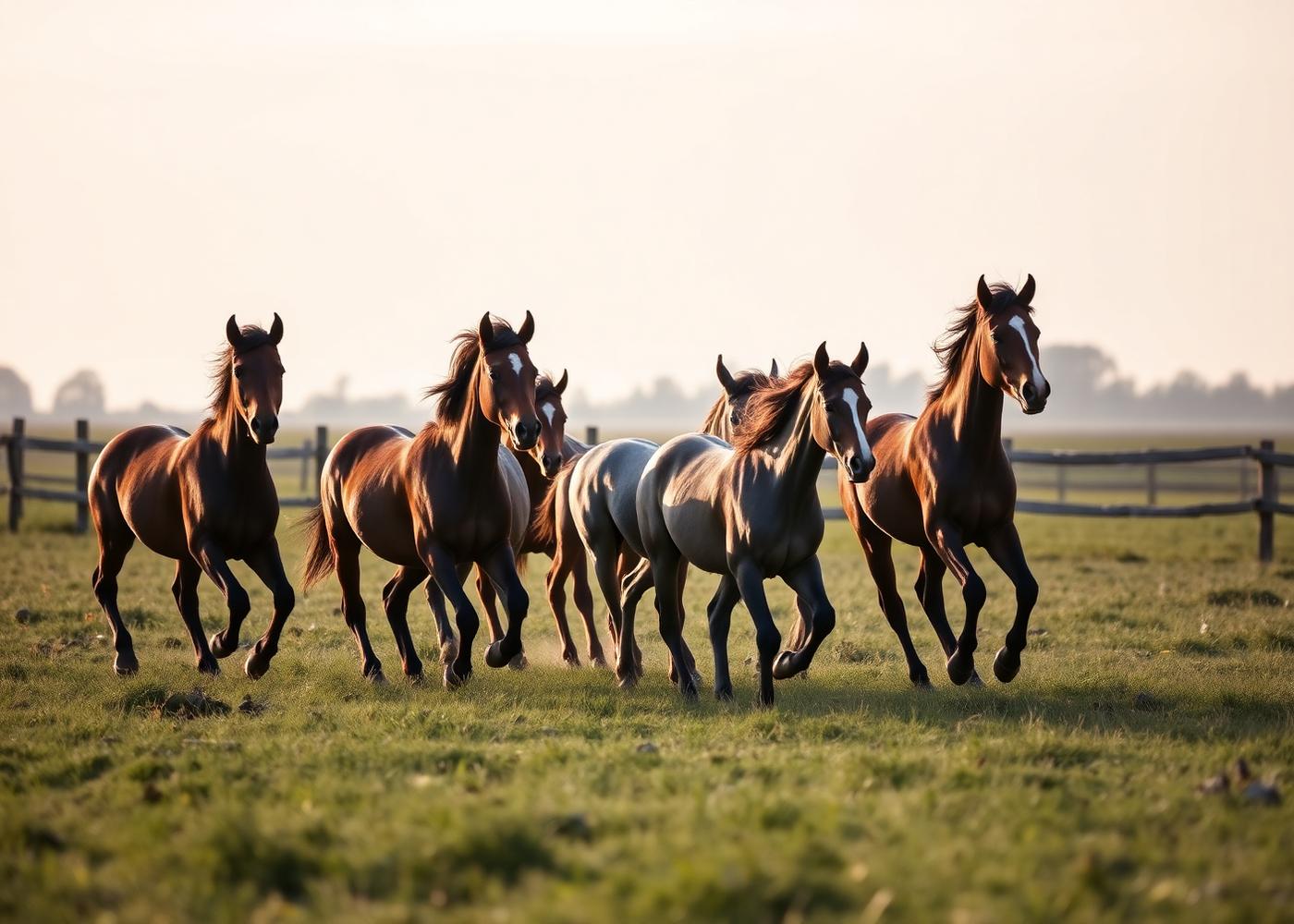 De weides van Opfok Beekhoeve bij zonsopgang